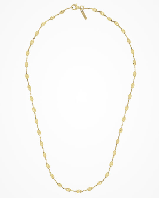 18Y Diamond Cut Oval Bead Dense Station Necklace with Extender 16"