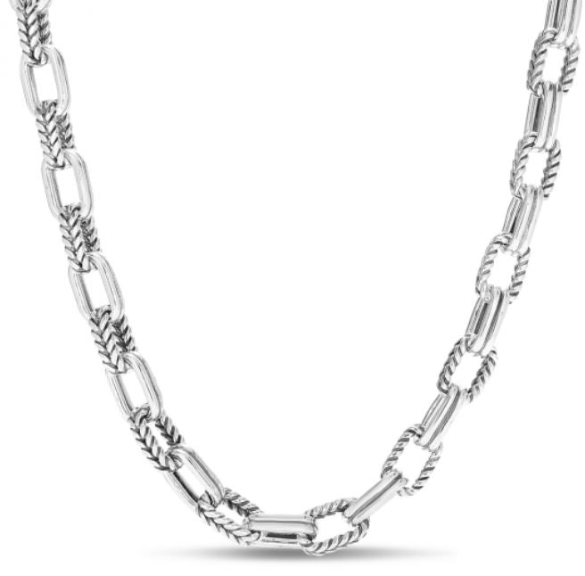 Sterling Silver 24" Double Cable Link Paperclip Necklace with Lobster Clasp