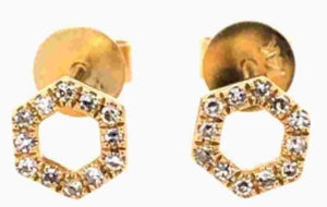 14Y Diamond Hexagon Stud Earrings