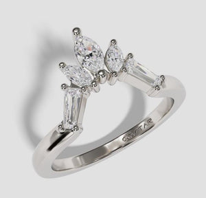 14W Tapered Baguette and Marquise Diamond Petite Contour Band sz 7