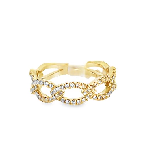 18KY Diamond Interlock Ring sz 6