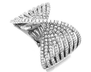 18W 9 Row Twisted Diamond Wave Ring sz 6.5
