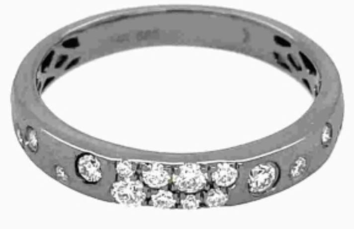 14K Diamond Flush Set Ring with Black Finish sz 6.5