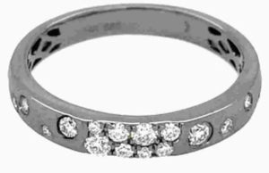 14K Diamond Flush Set Ring with Black Finish sz 6.5