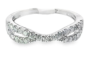 14W .50ctw G/SI1 Round Diamond Criss Cross Ring Guard sz 6.5