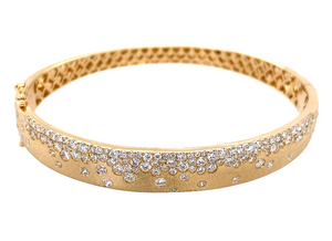 14Y Flush Set Diamond Hinged Bangle with Satin Finish