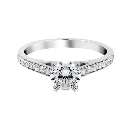 14W 0.25ctw F/G VS2-SI1 Cathedral Semi-Mount with 6.5mm 4 Prong Center Size 6