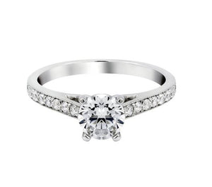 14W 0.25ctw F/G VS2-SI1 Cathedral Semi-Mount with 6.5mm 4 Prong Center Size 6