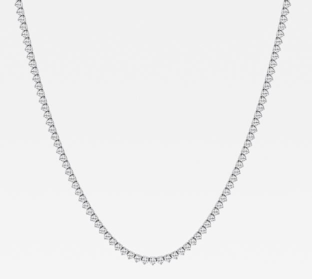 14W 3 Prong 2.2mm Round Lab Grown Diamond Tennis Necklace
