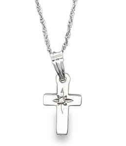 14W Diamond Cross on 13" Rope Chain with Lobster Clasp