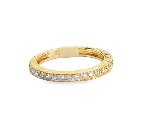 14Y 0.40ctw Bead Set Diamond Band with Engraving sz 6.5