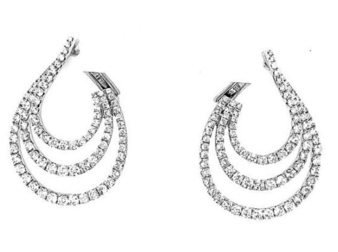 14W Tripple Hoop Diamond Earrings with Omega Backs