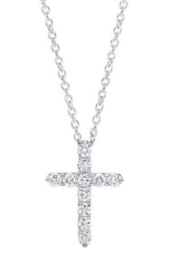 14W Round Diamond Cross Pendant on 18" Cable with Lobster Clasp