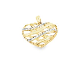 14Y Open Diamond Wave Heart Pendant