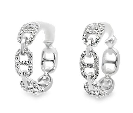 18KW Diamond Anchor Hoops