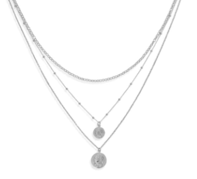 Sterling Silver Roman Coin Double Necklace