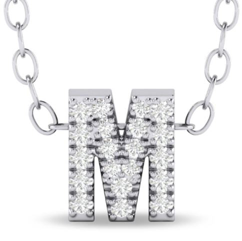 10W Diamond "M" Pendant on 18" Cable Link Chain with Spring Ring