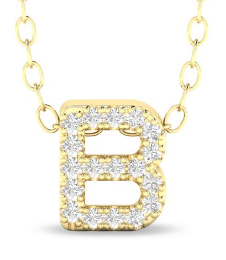 10Y Diamond "B" Pendant on 18" Cable Link Chain with Spring Ring