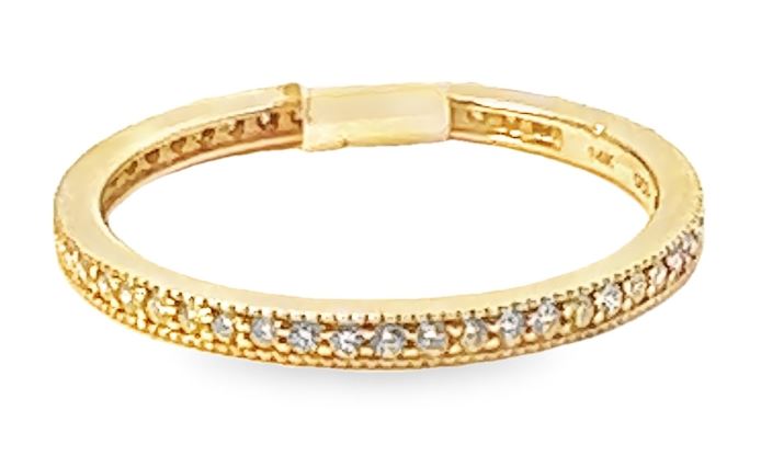 14Y 1.7mm Bead Set Diamond Eternity Band Sz 7