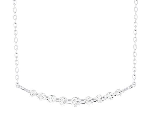 14W Floating Round Diamond Bar Necklace