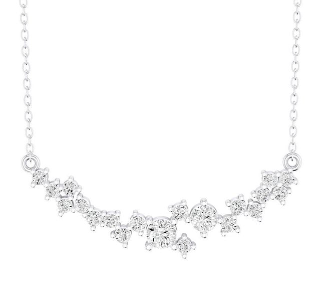 14W Round Floating Diamond Constellation Bar Necklace