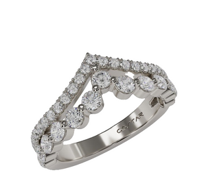 14W Floating Round Diamonds with Pave Set Contour Band sz 7