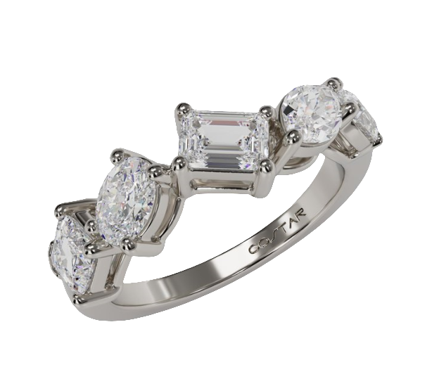 14W Mixed Cut Diamond Fashion Band sz 7