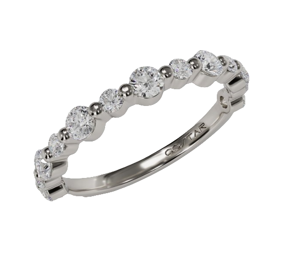 14W Alternating Large and Small Round Floating Diamond Band sz 7