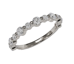 14W Alternating Large and Small Round Floating Diamond Band sz 7