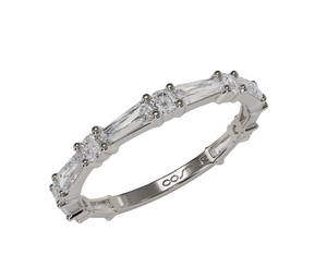 14W Alternating Tapered Baguette and Round Floating Diamond Band sz 7