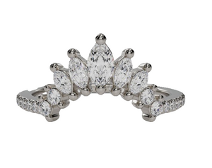 14W Diamond Contour Band with 3 Marquise Diamonds and Round Accents sz 6