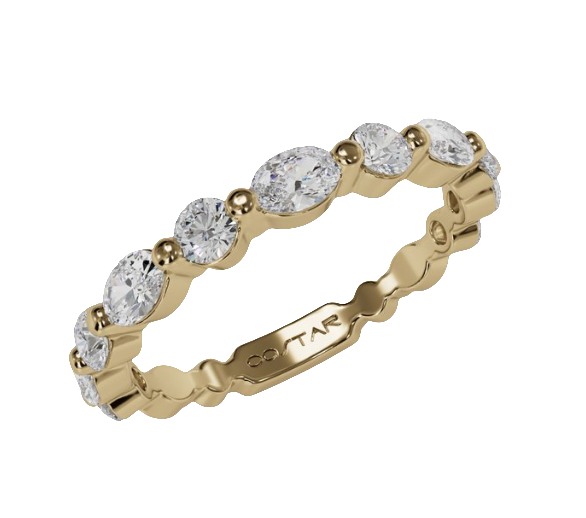 14Y Oval and Round Single Prong Floating Diamond Stack able Band sz 7