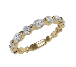 14Y Oval and Round Single Prong Floating Diamond Stack able Band sz 7