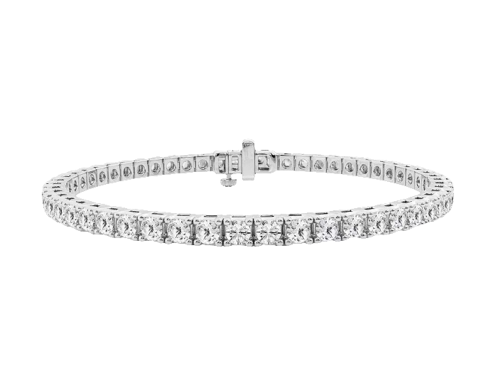 14W Prong Set Round Lab Grown Diamond Tennis Bracelet 7"