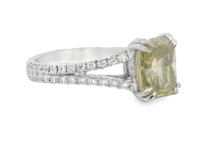 18W 2.61ct Brown/Green/Yellow Diamond Split Diamond Shank Ring sz 7