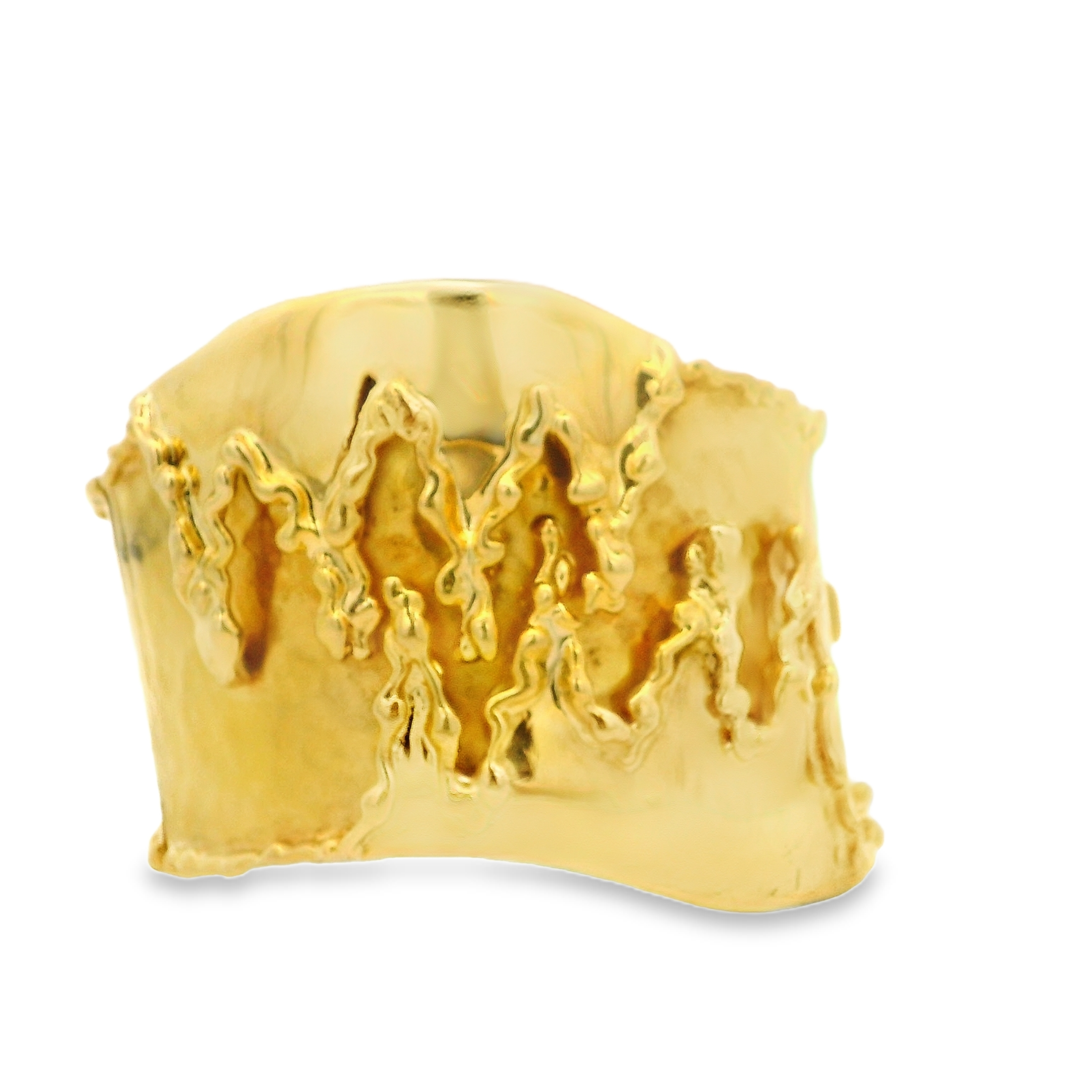 18Y "Cetas" Textured Lava Wide Cuff Bracelet