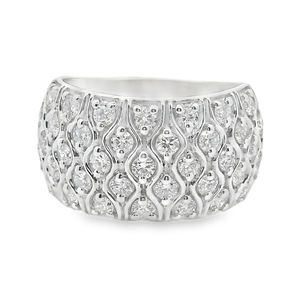 SS Wide Domed Quilted Style Rd Lab Grown Diamond Band sz 7