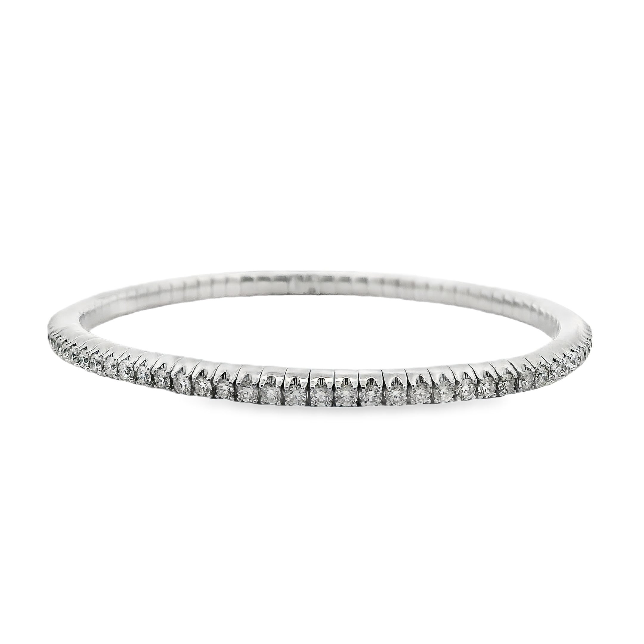 14W Round Diamond Eternity Stretch Bangle Bracelet 2.67ctw I/SI1