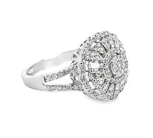 18KW Pear/Round Diamond Flower Ring sz 7