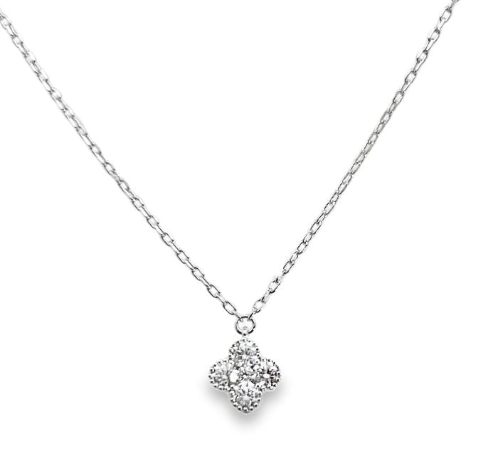 18KW Diamond Quatrefoil Necklace