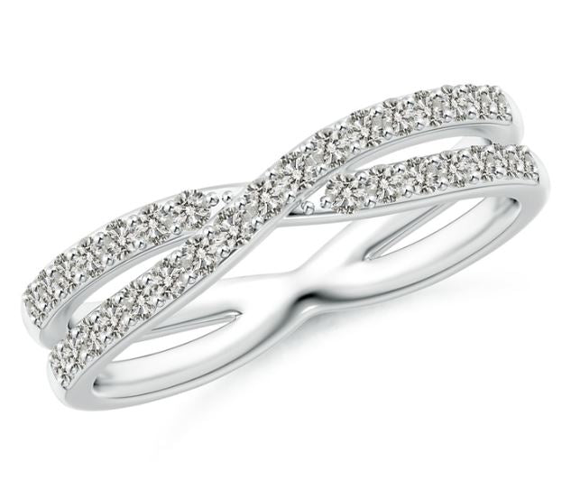 14W .50ctw G/SI1 Round Diamond Criss Cross Ring Guard sz 6.5
