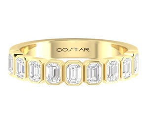 14Y Bezel Set Emerald Cut Diamond Band sz 6.5