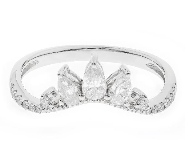 14W P/S Diamond Contour Band with Milgrain Accent and RBC Melee sz 6.5
