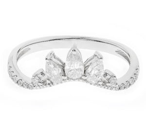 14W P/S Diamond Contour Band with Milgrain Accent and RBC Melee sz 6.5