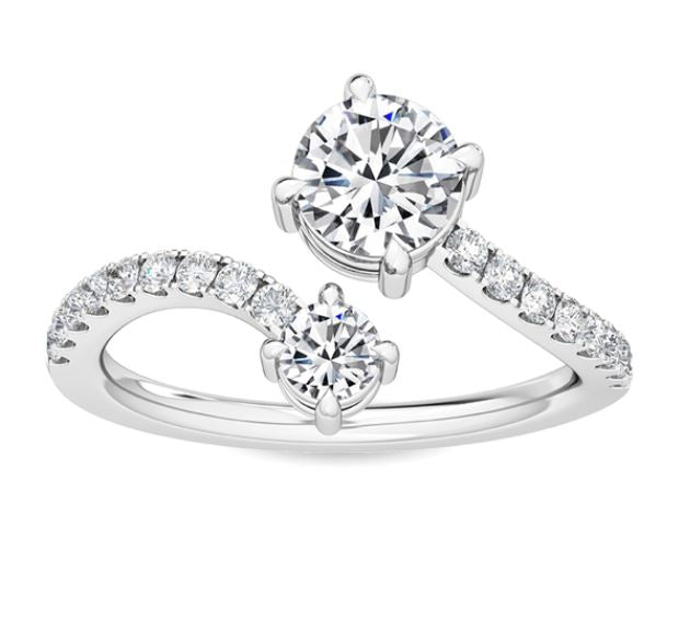 14W Lab Grown Diamond Bypass Ring with Negative Space sz 6.5