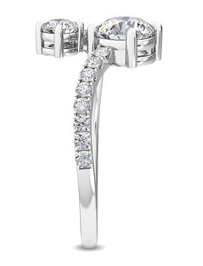 14W Lab Grown Diamond Bypass Ring with Negative Space sz 6.5