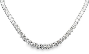 14K 18" 29.52ctw Lab Grown Diamond 3 Prong Tennis Necklace EF/VS
