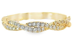 14Y Double Row Woven Prong-Set Diamond Band sz 6.5