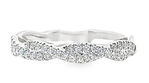 14W Double Row Woven Prong-Set Diamond Band sz 6.5