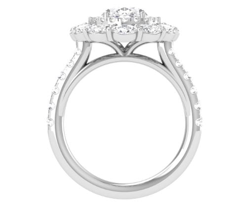 14W Lab Grown Oval Engagement Ring with G/SI1 Center and E/W Oval Halo sz 6